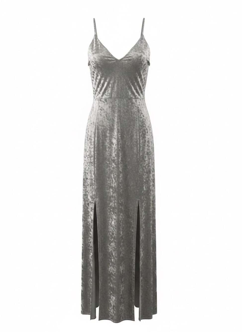 Calvin Klein Crushed Velvet V-Neck Maxi Dress